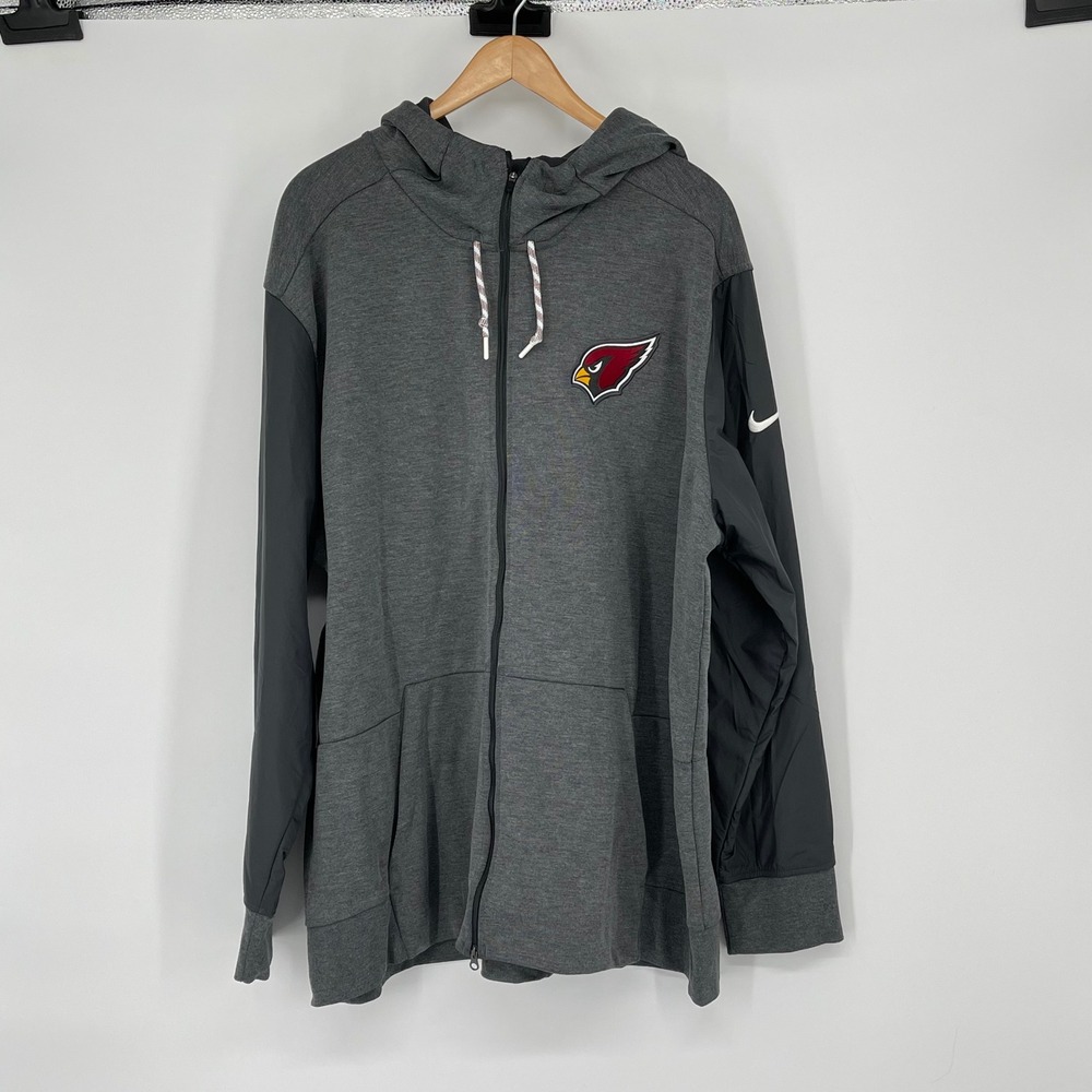 Nike Arizona Cardinals NFL Dri-FIT Zip Up‎ Hoodie Jacket Men's 3XL Gray